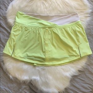 lululemon athletica Neon Yellow Athletic Skort with White Waistband